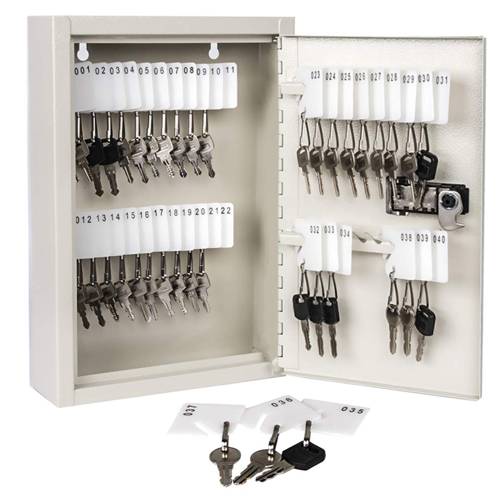 KYODOLED Key Storage Lock Box with Code,Locking Key Cabinet,40 Key Management Wall Mount with Combination Lock,Key Hooks & Tags Key Labels,(Beige,40 Key) : Amazon.sg: Office Products