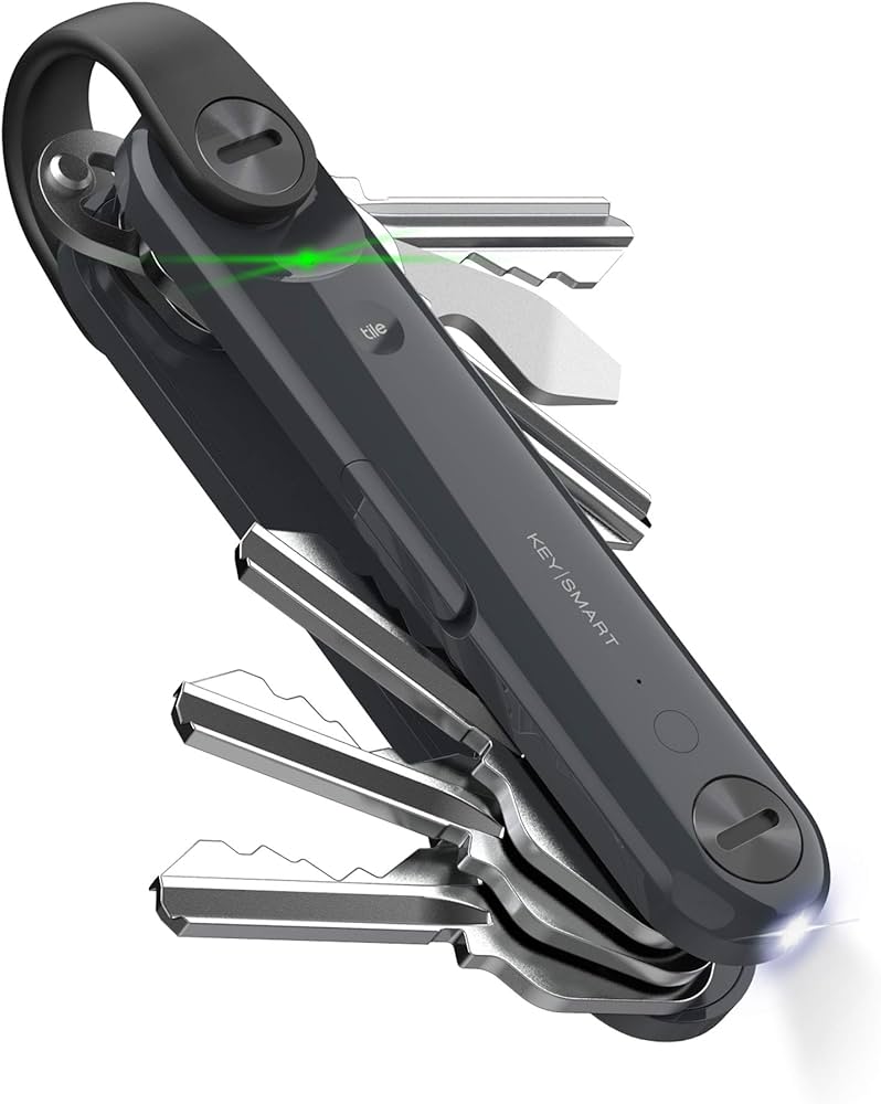 KeySmart Max Key Holder Key Organiser - Compact Key Smart Keyholder Keyring w/Tile Bluetooth Tracker Key