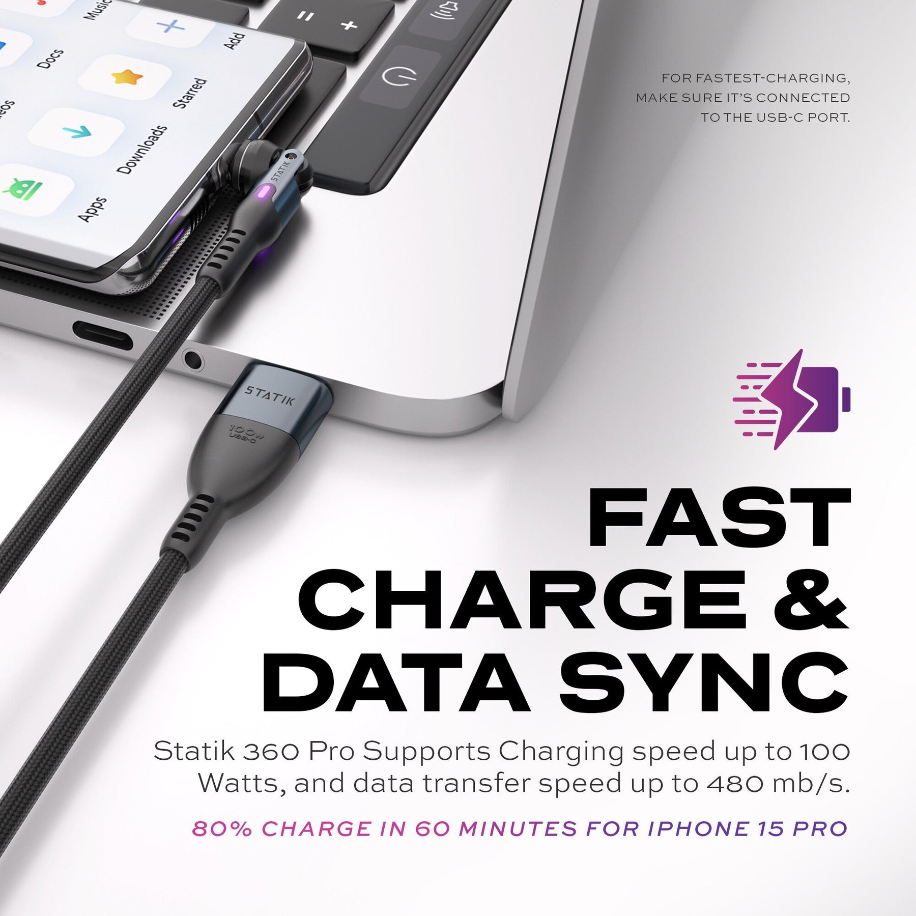 Statik® 360 Pro | 100W Universal Charge & Data Cable